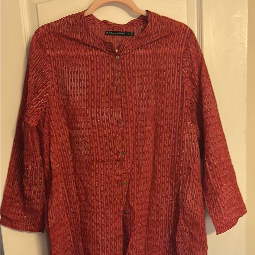 Gudrun Sjoden Pink and Red Lagenlook Tunic Blouse